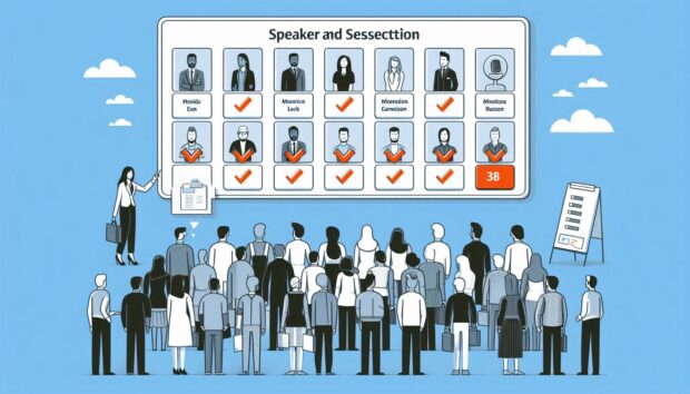 Speaker and session selection for an M365 community event.